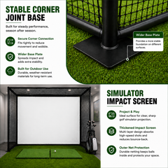 YUNIC Golf Driving Cage with Metal Frame and Simulator Impact Screen