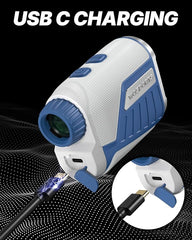 WOSPORTS Golf Range Finder with Slope Switch, 1200 Yards Rangefinder for Golfing & Hunting, ±1yd Accuracy, 0.3s Flag Locking Vibration, Rechargeable, Blue