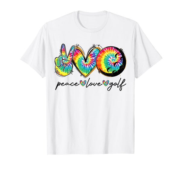 Peace Love Golf Funny Tie Dye Golf T-Shirt - Novelty Apparel Men Women