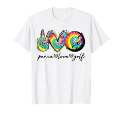 Peace Love Golf Funny Tie Dye Golf T-Shirt - Novelty Apparel Men Women