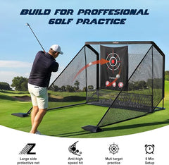 Golf Cage Practice Hitting Net,10x7ft Heavy Steel Frame with 2 Net Side Barriers,for Backyard Driving Chipping Swing Training, Home Range for Indoor& Outdoor.