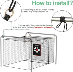 Storgem Golf Batting Cage Net with Extra Striking Net, Net Only, Heavy Duty Golf Hitting Practice Net, Backyard Batting Cage for Sports Training