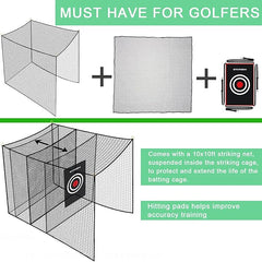 Storgem Golf Batting Cage Net with Extra Striking Net, Net Only, Heavy Duty Golf Hitting Practice Net, Backyard Batting Cage for Sports Training