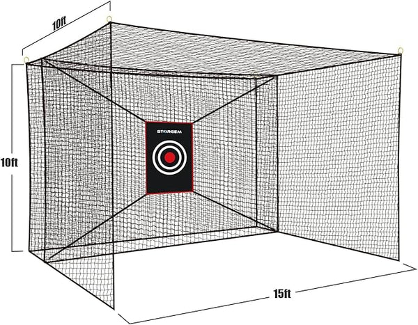 Storgem Golf Batting Cage Net with Extra Striking Net, Net Only, Heavy Duty Golf Hitting Practice Net, Backyard Batting Cage for Sports Training