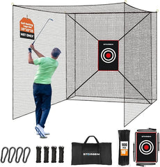 Storgem Golf Batting Cage Net with Extra Striking Net, Net Only, Heavy Duty Golf Hitting Practice Net, Backyard Batting Cage for Sports Training