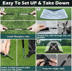 Golf Net,10x7FT with Golf Practice Mat,Hitting Aid Nets for Backyard Driving Chipping Training Swing with Target Outdoor or Indoor–Gifts for Men/Dad/Him