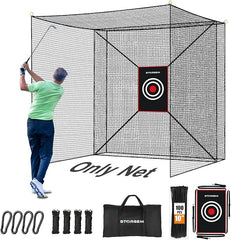 Storgem Golf Batting Cage Net with Extra Striking Net, Net Only, Heavy Duty Golf Hitting Practice Net, Backyard Batting Cage for Sports Training