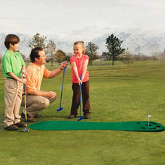 Putting Green Mats Set for Golf Putting Use Included 1 Putter & 3 Balls Training Aid Put Cup & Flags Indoor Outdoor Training Mat