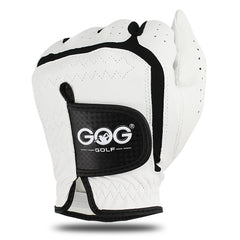 Sheepskin Genuine Leather Professional Golf Gloves for Men White and Black Lycra Gloves Palm Thickening Gift for Golfer