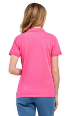 Women's Short Sleeve Pique Knit Polo Shirt — Relaxed Fit Cotton Blend