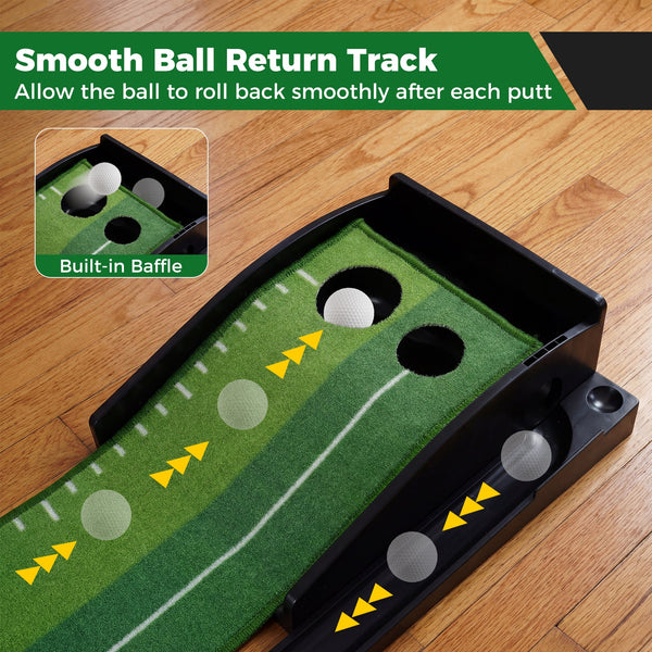 Putting Green Indoor Golf Putting Mat with Auto Ball Return 3 Putting Practice Balls