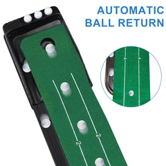 KOFULL Golf Putting Green Mini Golf Putting Mat with Ball Return for Putter Practice Indoor/Outdoor Training Tools