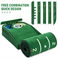 Golf Indoor Putting Mat Putter Trainer Green Carpet Practice Set Ball Return Mats PM009