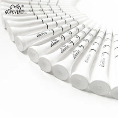 50 Pieces Bamboo Golf Degree Scale Tees 83mm Reduce Friction Side Spin Golf Tees White and Black Adjustable Depth