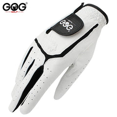 Sheepskin Genuine Leather Professional Golf Gloves for Men White and Black Lycra Gloves Palm Thickening Gift for Golfer