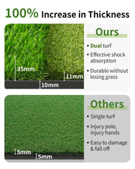 Dual-Turf Golf Mat with Ball Tray, Thickened Golf Hitting Mat with 9 Hitting Holes, Alignment Aid Practice Mat for Hitting, Driv