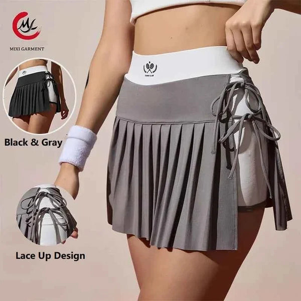 Women's High Waist Lace-Up Tennis Golf Skort