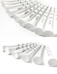 50 Pieces Bamboo Golf Degree Scale Tees 83mm Reduce Friction Side Spin Golf Tees White and Black Adjustable Depth
