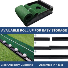 KOFULL Golf Putting Green Mini Golf Putting Mat with Ball Return for Putter Practice Indoor/Outdoor Training Tools