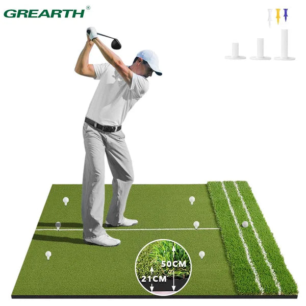 Premium Dual-Turf Golf Mat: Upgraded 5 X 4ft Golf Hitting Mat, Alignment & Angle of Approach Aid Practice Golf Mats, Indoor &