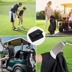1pc Golf Towel for Bags with Clip and Microfiber Waffle Pattern, Black （30*50cm/11.8x19.6in）,super absorbent