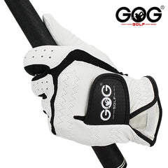 Sheepskin Genuine Leather Professional Golf Gloves for Men White and Black Lycra Gloves Palm Thickening Gift for Golfer