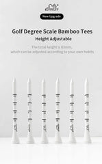 50 Pieces Bamboo Golf Degree Scale Tees 83mm Reduce Friction Side Spin Golf Tees White and Black Adjustable Depth