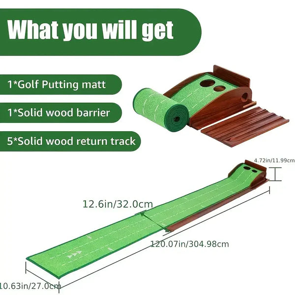 HY Training Aid for Indoor, Outdoor Golf Pra Perfect Practice Golf Putting Mat with Ball Return - Portable Practice Putting Gree