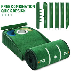 Golf Indoor Putting Mat Putter Trainer Green Carpet Practice Set Ball Return Mats PM009