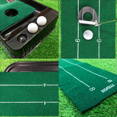 KOFULL Golf Putting Green Mini Golf Putting Mat with Ball Return for Putter Practice Indoor/Outdoor Training Tools