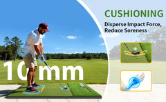 Dual-Turf Golf Mat with Ball Tray, Thickened Golf Hitting Mat with 9 Hitting Holes, Alignment Aid Practice Mat for Hitting, Driv