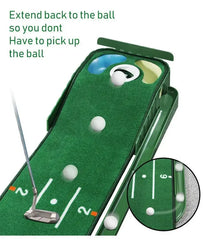 Golf Indoor Putting Mat Putter Trainer Green Carpet Practice Set Ball Return Mats PM009
