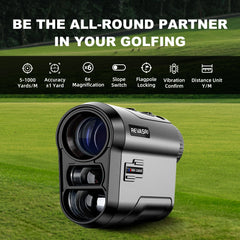 REVASRI 6x Magnification Golf Rangefinder, 1000 Yards/M with Flag Lock Vibration and Slope-Compensated Distance for Golfing