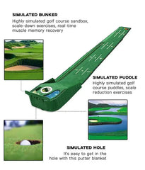 Golf Indoor Putting Mat Putter Trainer Green Carpet Practice Set Ball Return Mats PM009