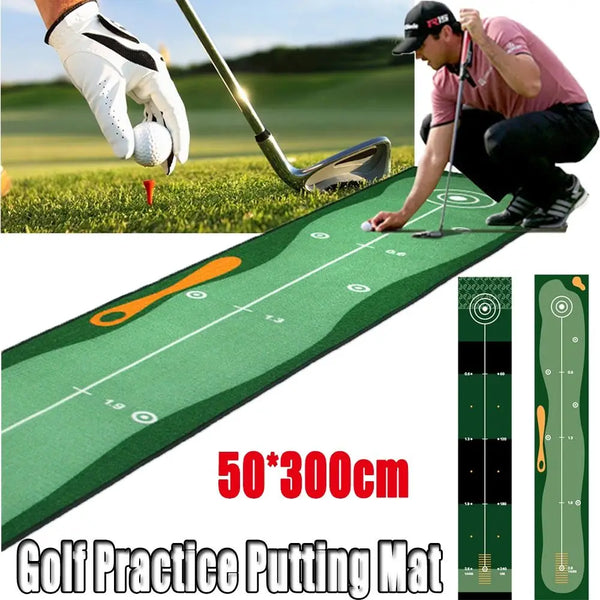 Foldable Golf Putting Practice Mat Anti-Slip Lightweight Golf Putting Green Blanket 50X300cm Portable Golf Training Pad Adults