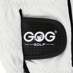 Sheepskin Genuine Leather Professional Golf Gloves for Men White and Black Lycra Gloves Palm Thickening Gift for Golfer