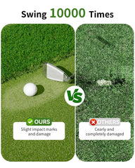 Dual-Turf Golf Mat with Ball Tray, Thickened Golf Hitting Mat with 9 Hitting Holes, Alignment Aid Practice Mat for Hitting, Driv