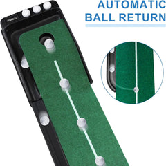 KOFULL Golf Putting Green Mini Golf Putting Mat with Ball Return for Putter Practice Indoor/Outdoor Training Tools