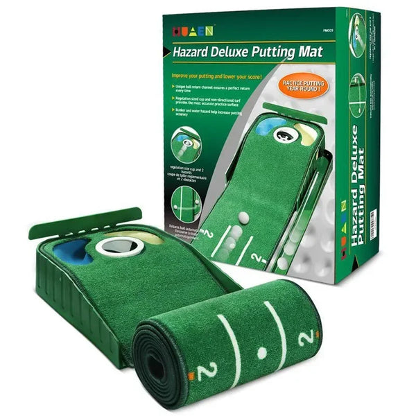 Golf Indoor Putting Mat Putter Trainer Green Carpet Practice Set Ball Return Mats PM009