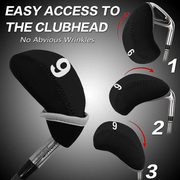 Golf Iron Head Covers 10pcs Set with Putter Protector, Lightweight & Durable for Easy Transport, Universal Fit for All Iron Club