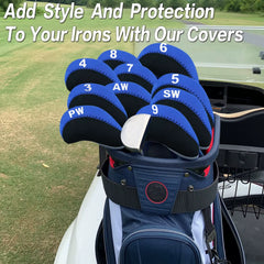 Golf Iron Head Covers 10pcs Set with Putter Protector, Lightweight & Durable for Easy Transport, Universal Fit for All Iron Club