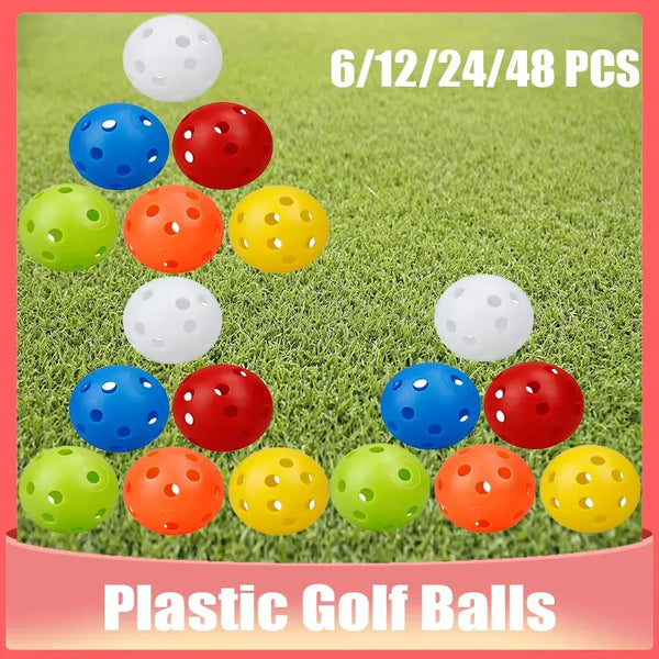 6/12/24/48Pcs Bag 42MM Practice Golf Ball Perforated Color Indoor Airflow Plastic Golf Balls Training Toy Ball