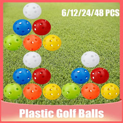 6/12/24/48Pcs Bag 42MM Practice Golf Ball Perforated Color Indoor Airflow Plastic Golf Balls Training Toy Ball