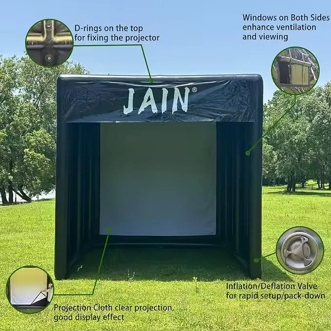 High Quality PVC Custom Print Black Outdoor Golf Simulator Cage Enclosures Indoor Inflatable Golf Tent Simulator for Home