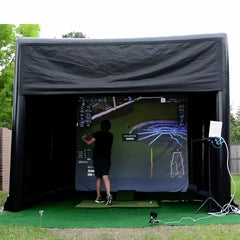 Inflatable Golf Simulator Cage Tent - Professional Indoor Outdoor Golf Training Enclosure with Projection Screen & Air Pump