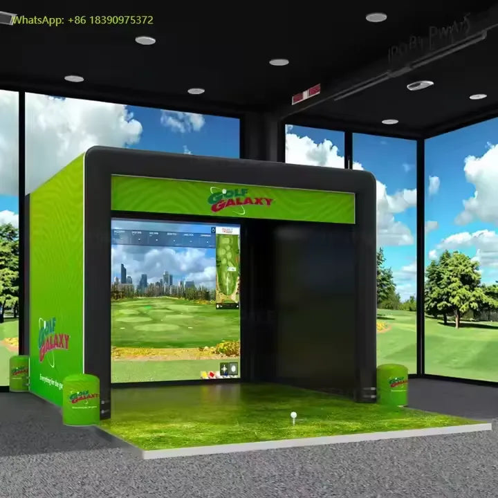 Factory Portable Golf Training Cage Inflatable Golf Simulator Projector Shooting Tent With Screen for Sale Golf Simulator Bay
