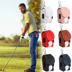 1pc Portable Golf Ball Pouch Bag PU Leather Mini Golf Ball Holder with Clip for Outdoor Golf Accessories