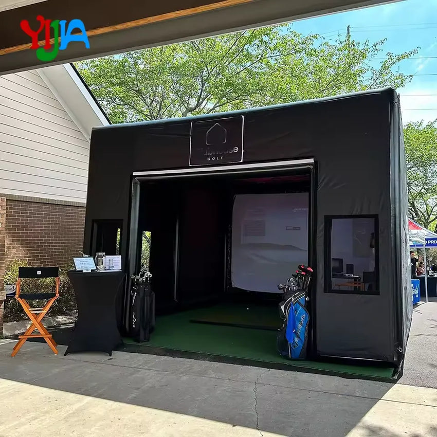 Custom Inflatable Golf Simulator Enclosure with Impact Display Projection Screen 13x10FT Indoor/Outdoor Golf Tent For Club
