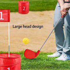 SucceBuy 3/6/9 Hole Kids Backyard Golf Game Portable Bucket Golf Course Practice Chipping Games for Family Outdoor Sports Toys