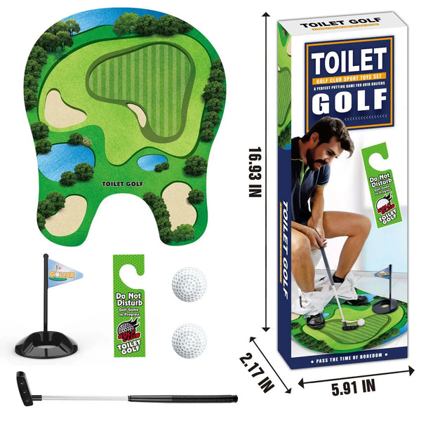 Toilet Golf Balls Game Set Mini Indoor Putting Green Toy for Bathroom Funny Entertainment Golf Perfect Gift for Dad or Boyfriend
